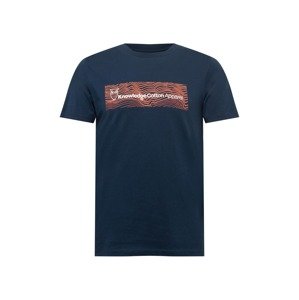 KnowledgeCotton Apparel Tričko 'ALDER'  námořnická modř / pastelově červená / bílá