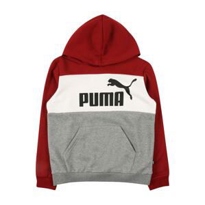 PUMA Mikina  bílá / černá / ohnivá červená / šedý melír