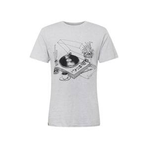 DEDICATED. T-Shirt 'Stockholm Coffee Vinyl'  šedý melír / černá