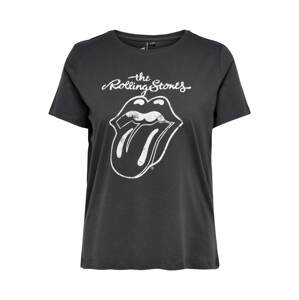 ONLY Carmakoma Tričko 'Rolling Stones'  černá / bílá