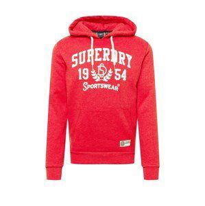 Superdry Mikina  ohnivá červená / bílá