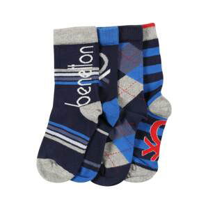 UNITED COLORS OF BENETTON Ponožky  šedá / modrá / červená