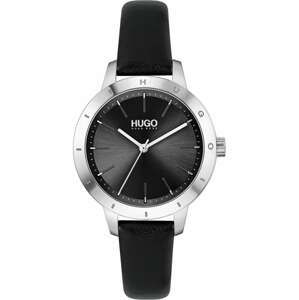 HUGO Analogové hodinky  černá / stříbrná