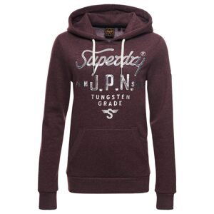 Superdry Mikina  stříbrně šedá / burgundská červeň