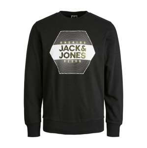 JACK & JONES Mikina  svítivě žlutá / černá / bílá