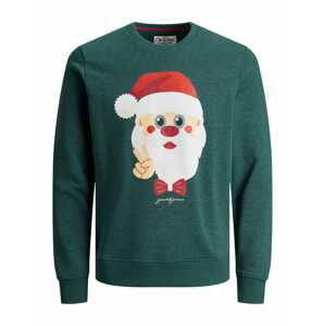 JACK & JONES Mikina 'Let it snow'  zelená / mix barev