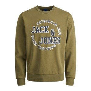 JACK & JONES Mikina  olivová / bílá / tmavě modrá