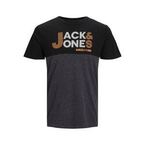 JACK & JONES Tričko  oranžová / černá / bílá