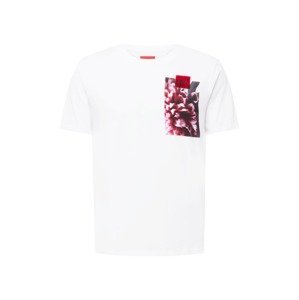 HUGO Tričko 'Dlammer'  bílá / bobule / ohnivá červená