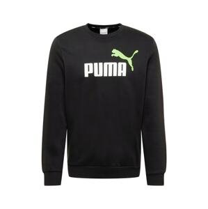 PUMA Sportovní mikina  černá / bílá / svítivě zelená