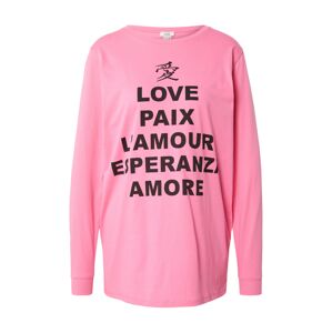 River Island Tričko 'LOVE LANGUAGES'  pink / černá