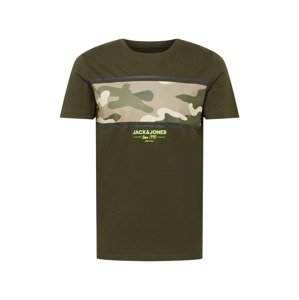 JACK & JONES Tričko  khaki / olivová / tmavě modrá / béžová / svítivě žlutá