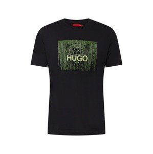 HUGO Tričko 'Dintage'  černá / světle zelená
