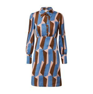 Sisley Košilové šaty  kouřově modrá / karamelová / růžová