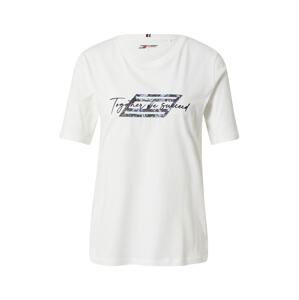 Tommy Sport Funkční tričko  bílá / noční modrá / světlemodrá
