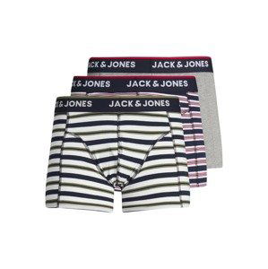 JACK & JONES Boxerky 'Glenn'  šedá / tmavě modrá / červená / bílá