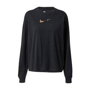 Nike Sportswear Tričko  černá / zlatá / hnědá