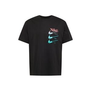 Nike Sportswear T-Shirt  černá / aqua modrá / melounová