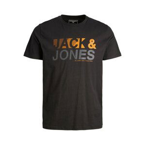 JACK & JONES Tričko 'Floki'  černá / oranžová / zelená