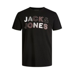 JACK & JONES T-Shirt 'Booster'  černá / bílá / rezavě hnědá