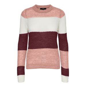 VERO MODA Svetr  růže / bílá / burgundská červeň