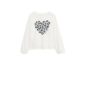 MANGO KIDS Tričko 'HEART'  offwhite / světlemodrá / černá