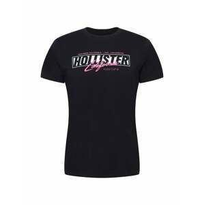 HOLLISTER Tričko  pink / černá / bílá