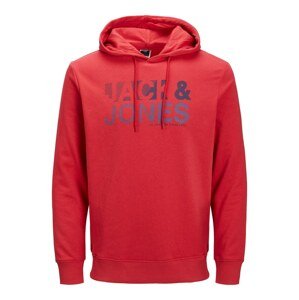 JACK & JONES Mikina 'Floki'  červená / šedá / tmavě šedá