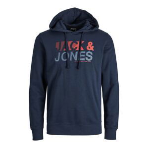 JACK & JONES Mikina 'Floki'  námořnická modř / červená / kouřově modrá