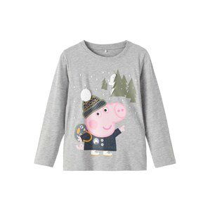 NAME IT Tričko 'Peppa Pig Olindo'  šedý melír / khaki / námořnická modř / šeříková / bílá