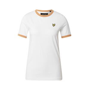 Lyle & Scott Tričko 'Ringer'  bílá / světle hnědá / černá / zlatá