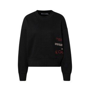 Calvin Klein Jeans Mikina  černá / tmavě červená / bílá