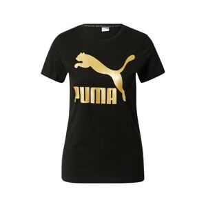 PUMA Funkční tričko  černá / zlatá