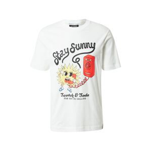 SCOTCH & SODA T-Shirt  barva bílé vlny / černá / červená / pastelově žlutá / světlemodrá