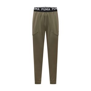 PUMA Sportovní kalhoty  khaki / bílá / černá