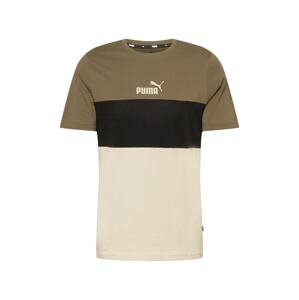 PUMA Funkční tričko  khaki / černá / bílá
