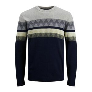 Jack & Jones Plus Svetr 'Andrew'  světle šedá / tmavě modrá / světle zelená / tmavě šedá