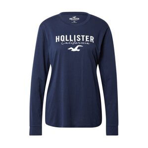 HOLLISTER Tričko  tmavě modrá / bílá