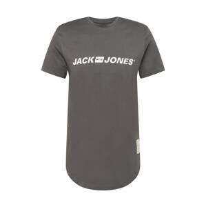 JACK & JONES Tričko 'REMEMBER'  tmavě šedá / bílá
