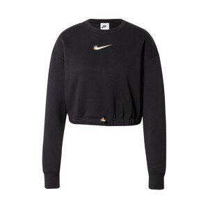 Nike Sportswear Mikina  černá / bílá / zlatá