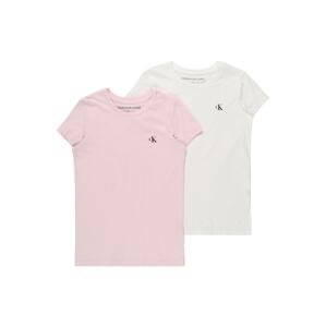 Calvin Klein Jeans Tričko  pastelově růžová / bílá / černá