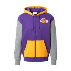 Mitchell & Ness Mikina s kapucí  fialová / žlutá / šedý melír