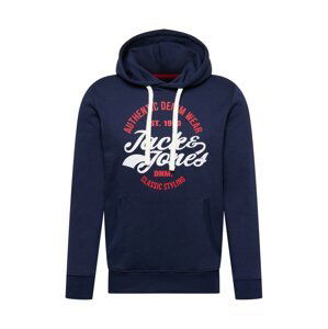 JACK & JONES Mikina 'BRAT'  námořnická modř / bílá / světle červená