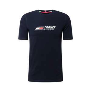 Tommy Sport Funkční tričko  tmavě modrá / bílá / ohnivá červená