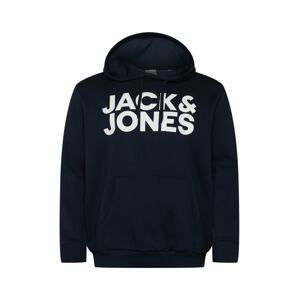 Jack & Jones Plus Mikina 'Corp'  tmavě modrá / bílá