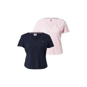 Tommy Jeans Tričko  pink / námořnická modř