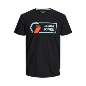 JACK & JONES Tričko 'Logan'  světlemodrá / oranžově červená / černá