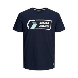 JACK & JONES Tričko 'Logan'  světlemodrá / tmavě modrá / bílá