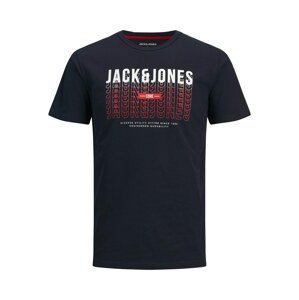 JACK & JONES Tričko 'Cyber'  noční modrá / červená / bílá