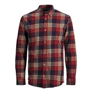 JACK & JONES Košile 'Jason'  béžová / modrá / šedý melír / červená